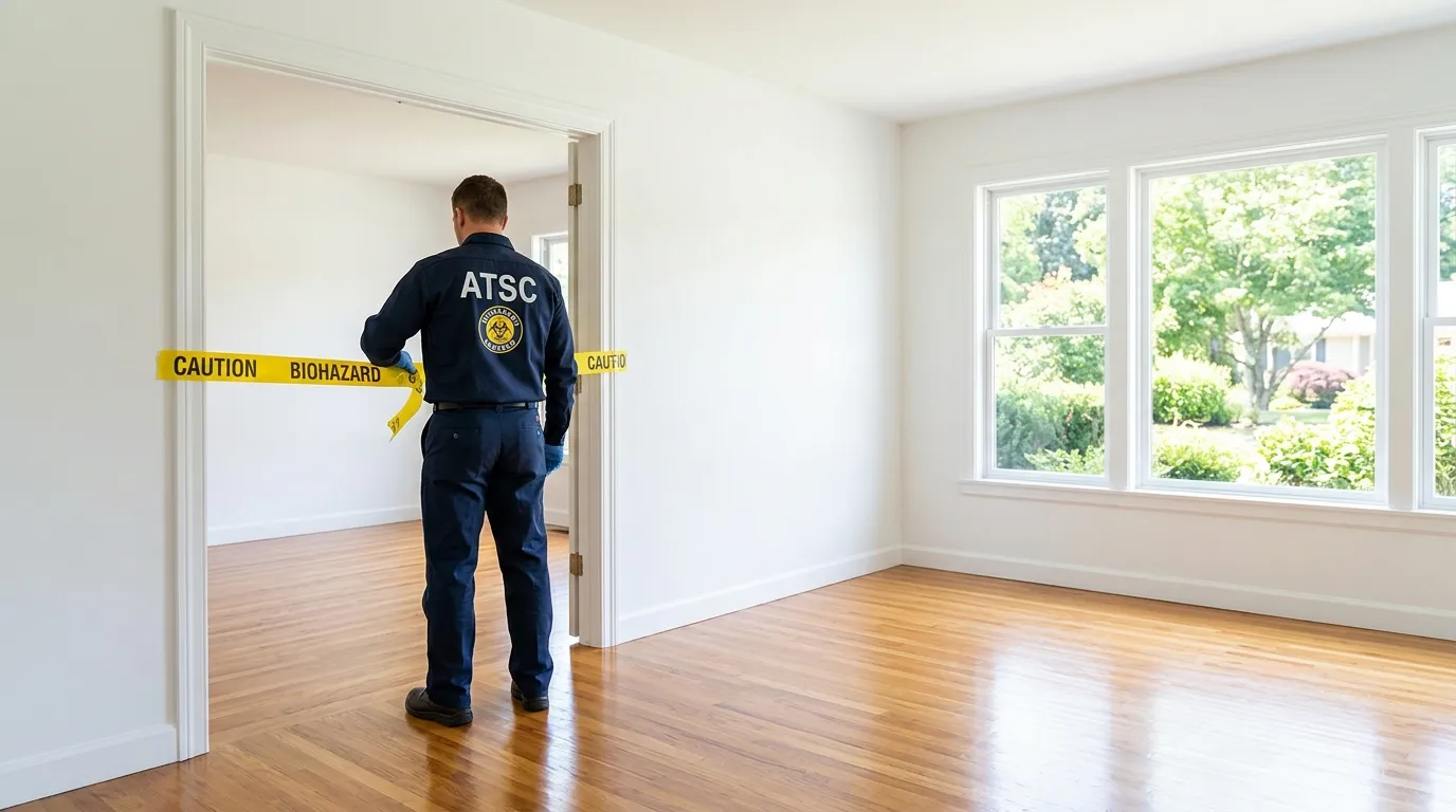 Certified biohazard cleanup crew performing Trauma Scene Cleanup in Trenton